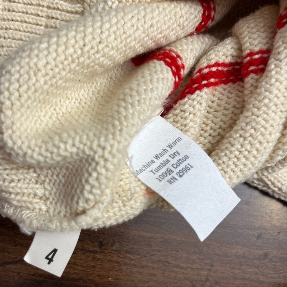 Par Four Sweater Vintage 90’s Deadstock Cream Red Stripes 100% Cotton Golf EUC - Picture 12 of 15